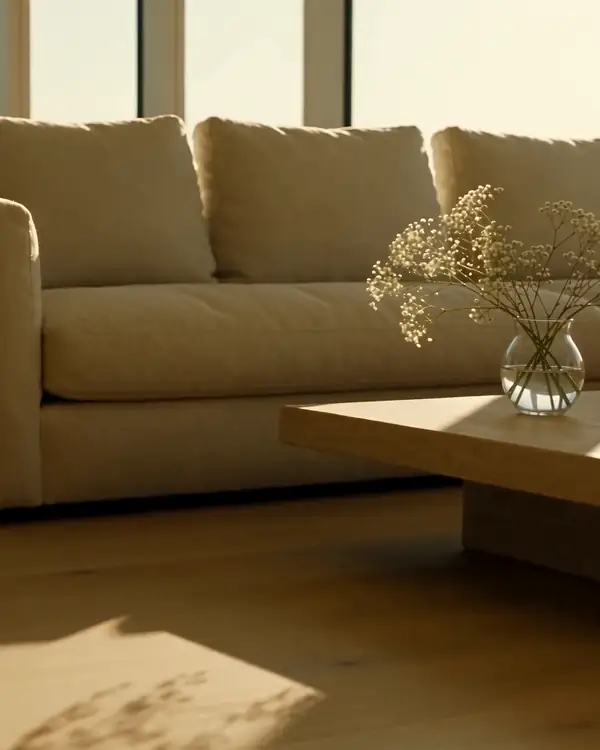 A sunlit living room